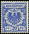 Saksa Deutsches Reich 1889 - Imperial eagle 20 pf blue