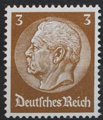 Saksa Deutsches Reich 1933 - Paul von Hindenburg II 1933 3pf Saksa Deutsches Reich 1933 - Paul von Hindenburg II 1933 3pf
