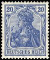 Saksa Deutsches Reich 1902 - Germania 20pf ultramarine blue