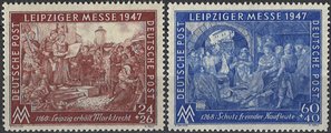 Saksa 1947 - Leipzig Autumn Fair 1947 - 24+26pf and 60+40pf (2) Saksa 1947 - Leipzig Autumn Fair 1947 - 24+26pf and 60+40pf (2)