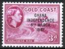 Ghana 1957 - independence II 6/12 - Manganese mine (overprint) Ghana 1957 - independence II 6/12 - Manganese mine (overprint)