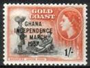 Ghana 1957 - independence II 9/12 - Breaking cacao pods (overprint)