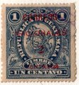 Guatemala 1898 - Telegraph stamp with red overprint 2c on 1c (14:12) Guatemala 1898 - Telegraph stamp with red overprint 2c on 1c (14:12)