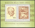 Unkari (Magyar Posta) 1981 - 100th birthday of Béla Bartók Souvenir Sheet