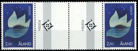 Eurooppa CEPT rauha ja vapaus 2,90 välilöpari + logo (esimerkkikuva)