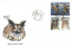 Pöllöjä, WWF vihko FDC (2x2) (esimerkkikuva)