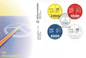 Vuosituhannen vaihdos pienoisarkki FDC (esimerkkikuva)