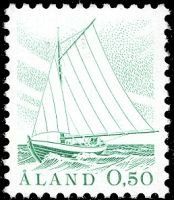 Fishing boat 0,50mk green (block of four) Mariehamn 1.3.1984 (sample image)