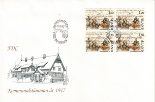 Kunnalliskokous vuonna 1917 nelilö FDC (esimerkkikuva)