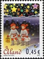 Joulupostimerkki 2005 - Joulutontut (esimerkkikuva)