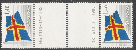 Ahvenanmaan lippu välilöpari+numero 1913 (esimerkkikuva)