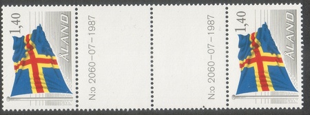 Ahvenanmaan lippu välilöpari+numero 2060 (esimerkkikuva)