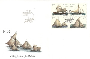 Saariston rahtipurjealuksia vihkon FDC (2x2) (esimerkkikuva)