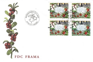 ATM 16 0.50, 0.55, 0.60, 0.75 e (10.05.2004) puolukka FDC (esimerkkikuva)