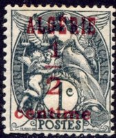 1c Type Blanc Overprinted in Red Algerie 1/2 centime (esimerkkikuva)