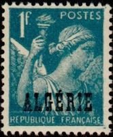 Stamps of France Overprinted Algerie 1 fr Iris (esimerkkikuva)