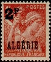 Stamps of France Overprinted Algerie 2 fr over 1,50 fr Iris (esimerkkikuva)