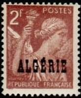 Stamps of France Overprinted Algerie 2 fr Iris (esimerkkikuva)
