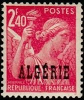 Stamps of France Overprinted Algerie 2,40 fr Iris (esimerkkikuva)