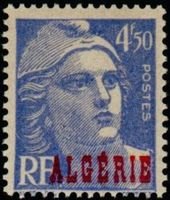 Stamps of France Overprinted Algerie 4,50 fr Marianne de Gandon (esimerkkikuva)