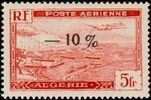 Plane over Algiers Harbour 5 fr air post Surcharged black -10% (esimerkkikuva)