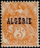 3c Type Blanc Overprinted Algerie white + yellow paper (2 stamps) (sample image)