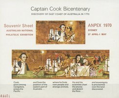 Captain Cook Bicentenary Souvenir Sheet ANPEX 1970 (esimerkkikuva)