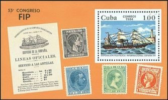 ESPANA 84, Post steamship Buenos Aires, Souvenir Sheet (esimerkkikuva)