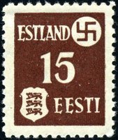 1941 Tartu Issue - 15 kop Dark brown (esimerkkikuva)