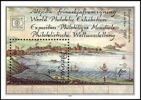 West Bay of Torshavn, HAFNIA 87 Stamp Exhibition Souvenir Sheet (esimerkkikuva)