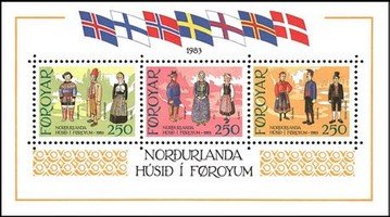 The Nordic House opened in Tórshavn in 1983, Traditional Costumes Minisheet of 3 (esimerkkikuva)