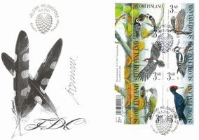 Tikkalintuja FDC nimikirjoituksella (esimerkkikuva)