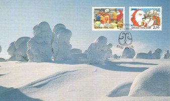 Cristmas postage stamps on winter scene postcard FDC (sample image)