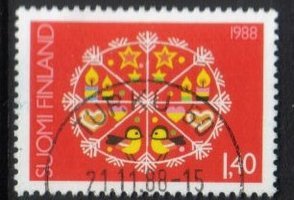 1,40 mk Joulupostimerkki 1988 1/2 - y paperi - Turku 50 21.11.88 -15 (esimerkkikuva)