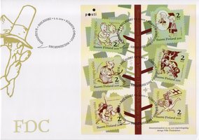 Suomalainen sarjakuva 100 vuotta FDC (esimerkkikuva)