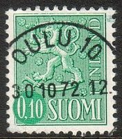 m63 0,10mk vihreä - Oulu 10.10.72 (esimerkkikuva)