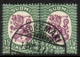 m17, 1,50mk grn/lilac, wm X,B - Kokemäki 13.VII.27 6i pair (sample image)