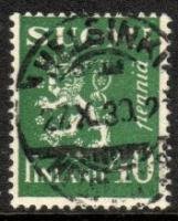 Coat of arms lion type m30 40p blue green - Helsinki 27.X.30 21 (sample image)