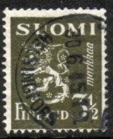 Coat of arms lion type m30 3,50mk olive green - Helsingfors 30.6 (sample image)