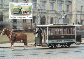 Maksimikortti Eurooppa CEPT 1988 - Hevosvetoinen raitiovaunu (esimerkkikuva)