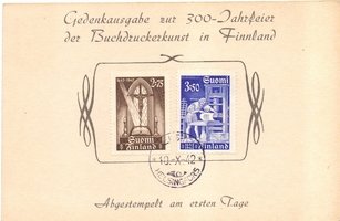 Gedenkausgabe zur 300 Jahrfeier der Buchdrukerkunst in Finnland (esimerkkikuva)