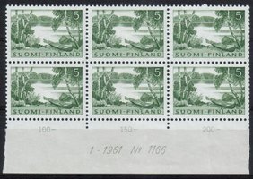 Numerokuusilo 1166-1-1961 Järvimaisema 5mk (esimerkkikuva)