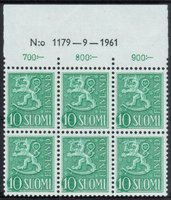 Numerokuusilo 1179-9-1961 Leijonamalli m54 10mk vihreä (esimerkkikuva)