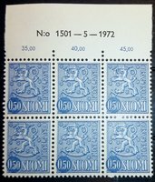 Numerokuusilo 1501-5-1972 Leijonamalli m63 0,50mk sininen fluor. paperi y (esimerkkikuva)