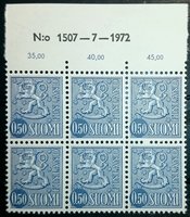 Numerokuusilo 1507-7-1972 Leijonamalli m63 0,50mk sininen f. paperi y (esimerkkikuva)