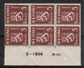Numerokuusilo 621-8-1944 Leijonamalli m30 5p ruskea (esimerkkikuva)