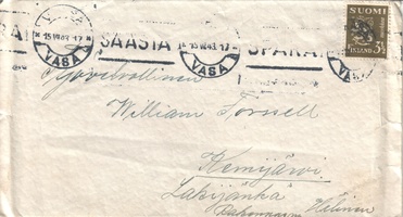Kuori Vaasa 15.VII.43 M30 leijona 3 1/2mk oliivi (esimerkkikuva)