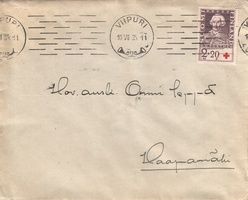 Kuori Viipuri 10.VII.35 Punainen Risti 1935 2mk+20p Porthan (esimerkkikuva)