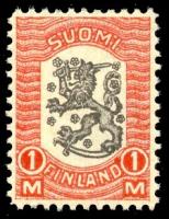 Coat of arms lion Vaasa type m18 1 mk red/black (sample image)