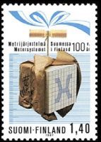 Metrijärjestelmä Suomessa 100 vuotta nelilö FDC (esimerkkikuva)